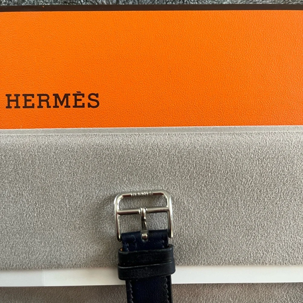 Apple Watch Hermes Single Tour Navy Blue Leather Band‎ 45mm 44mm 42mm
